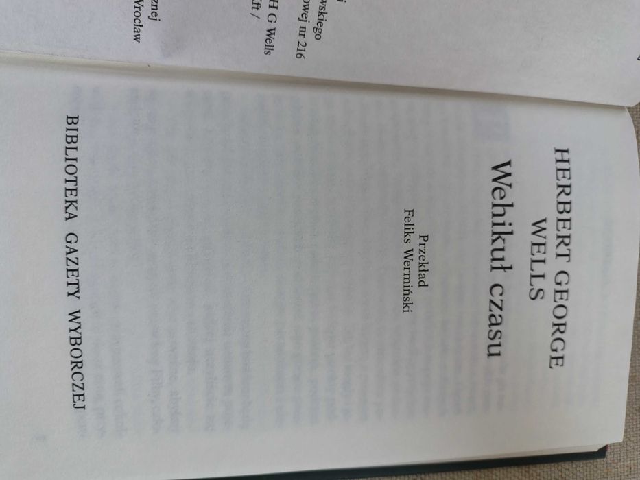 Książka  Herbert George WELLS " WEHIKUŁ CZASU"