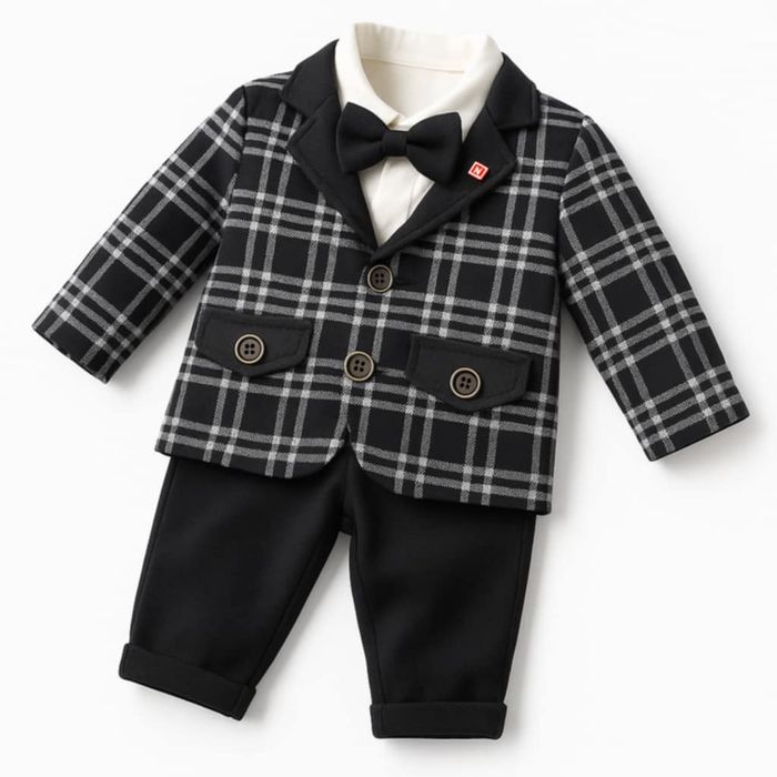 Elegancki miękki garniturek dla chłopca chrzest uroczystości r.92