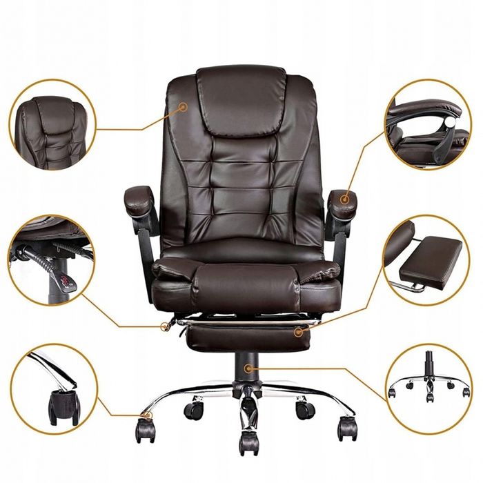 Офісне крісло Prime VIP Premium з масажною подушкою, з підніжкою