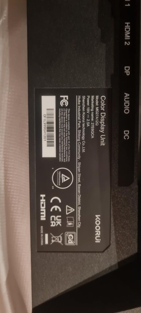 Monitor Koorui model MG27A12Q