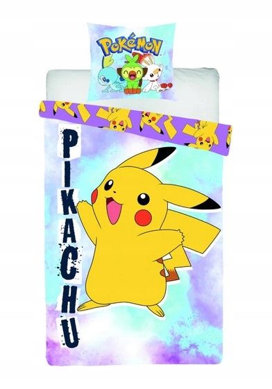 Pościel dziecięca 140x200cm komplet pościeli Pokemon Pikachu dwustronn