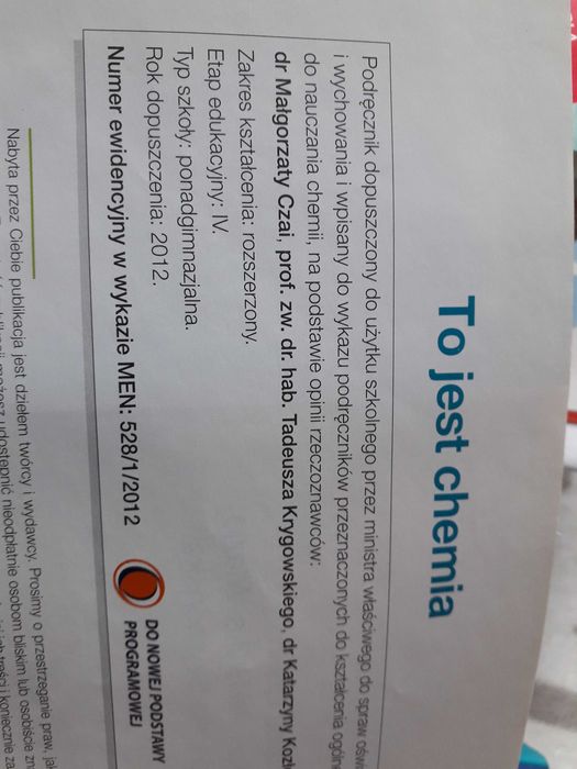 To jest chemia 1 zakres rozszerzony podręcznik + plyta CD