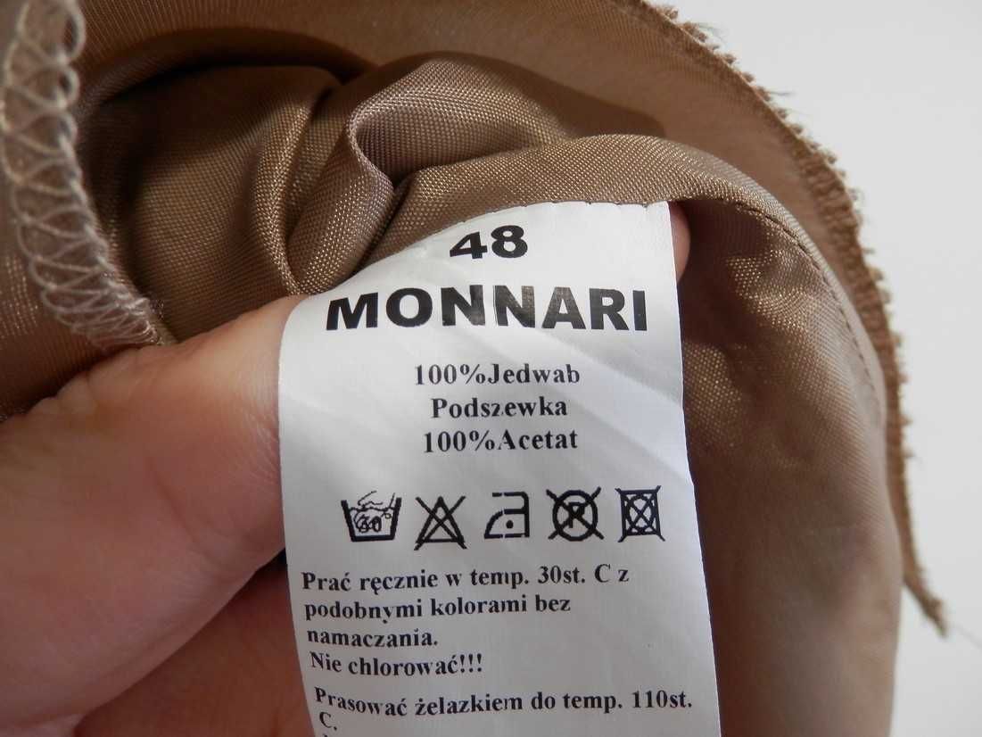Spódnica Jedwabna 100% Naturalny Jedwab Beżowa Trapezowa Monnari