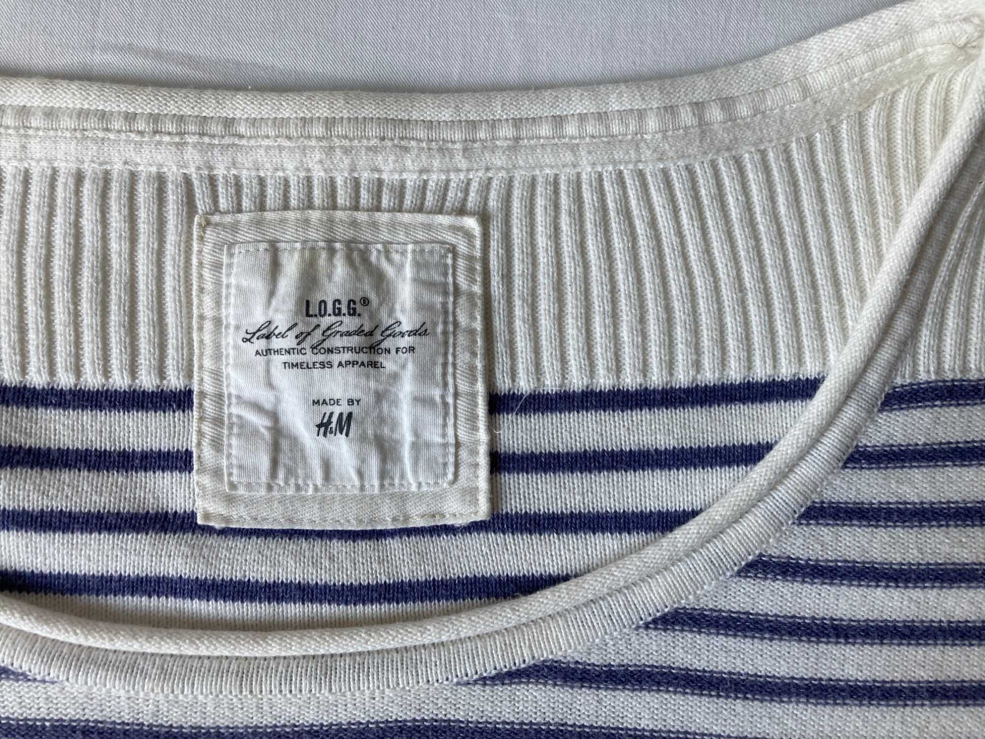 Damski sweter bawełniany w paski, H&M L.O.G.G., rozm. L