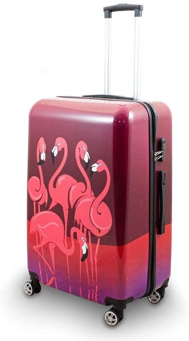 Zestaw  walizek 3D podróżnych M L XL walizki Flamingo