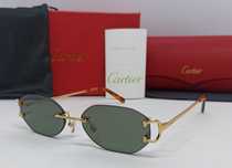 Cartier стильные унисекс очки черно зеленые линзы в золотом металле