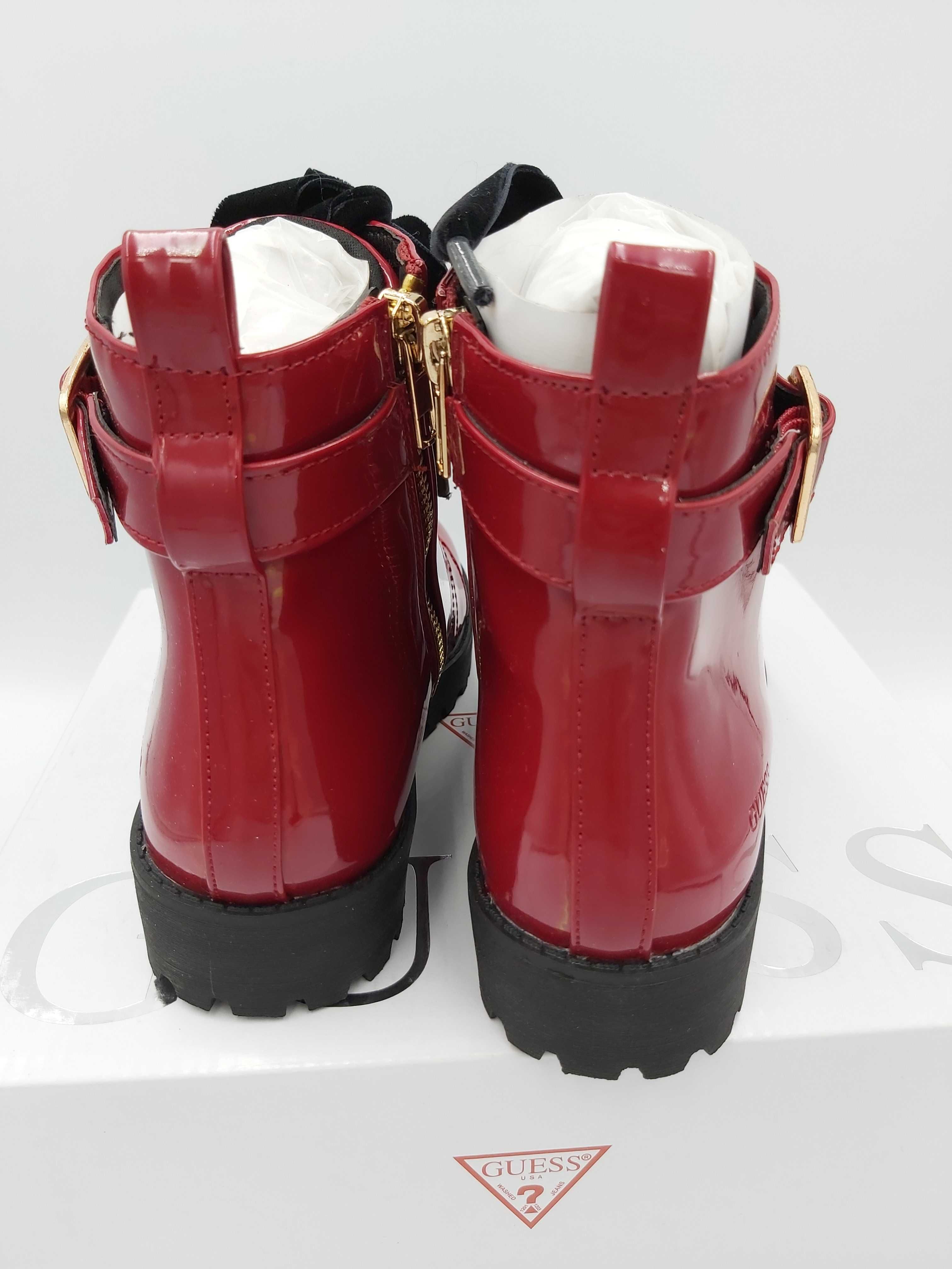 Nowe buty GUESS glany czerwone lakier kozaki botki rozmiar 32