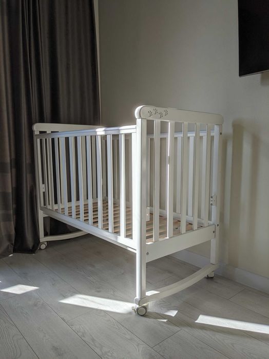 Дитяче ліжко Veres (детская кроватка) на колесах. Біла (білий колір)