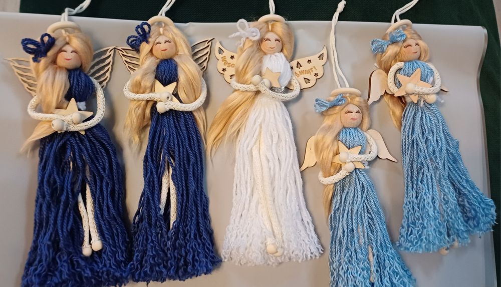 Zestaw aniołków świątecznych handmade  5 szt.