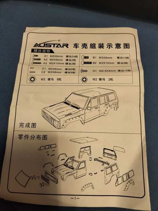 Karoseria jeep Cherokee model rc trial hard body 280mm