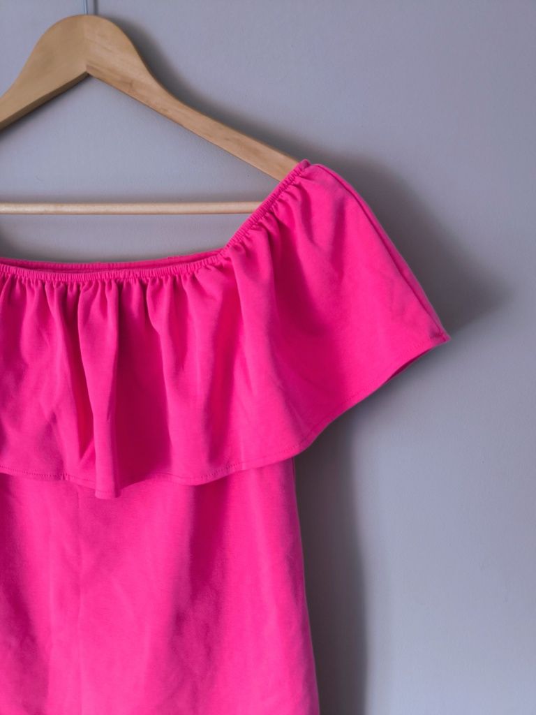 Piękna sukienka hiszpanka Mohito XS różowa odkryte ramiona komunia