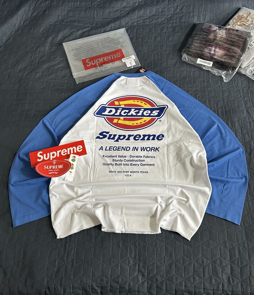 Supreme Nyc X Dickies Fw 24 Raglan L/S Blue White Top
