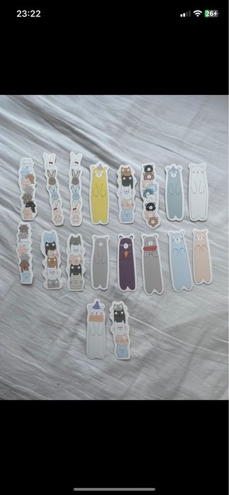 Zestaw zakładek do książek podręczników misie króliczki szkoła zestaw