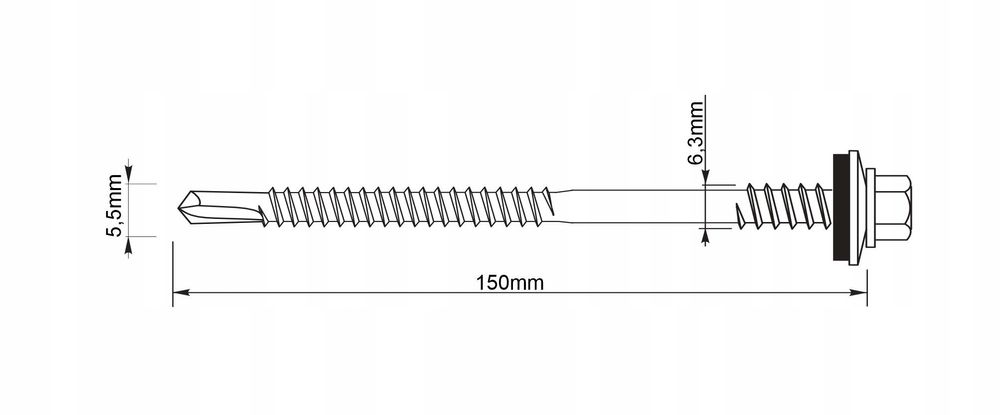 wkręty gtr6 sp a19 5,5/6,3x150mm ral 9010