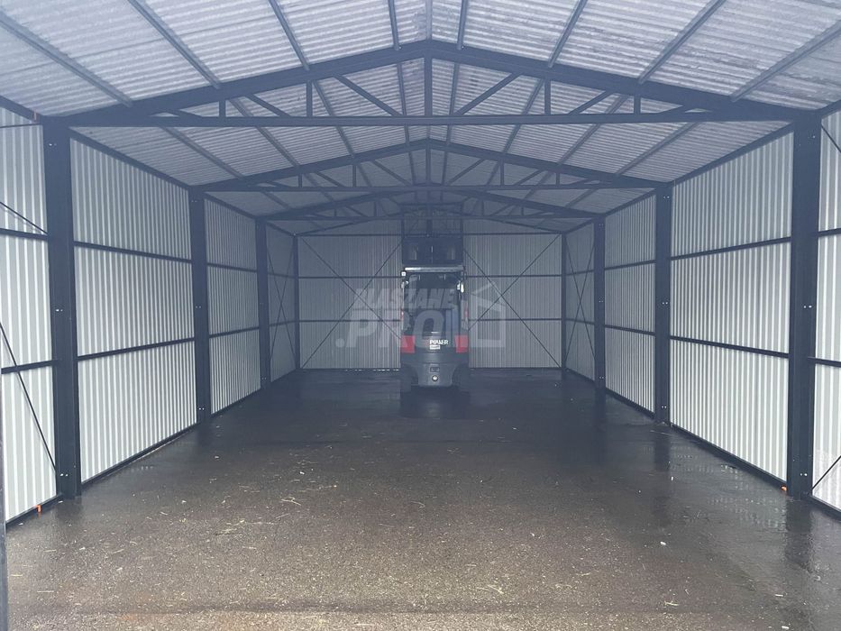Hala Garaż 7x11 m brama dwuskrzydłowa drzwi rynny GP345