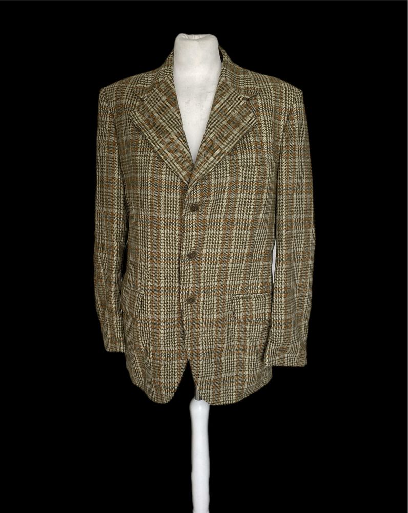 Marynarka męska Maenson Vintage 70s L  kratka 100% wełna