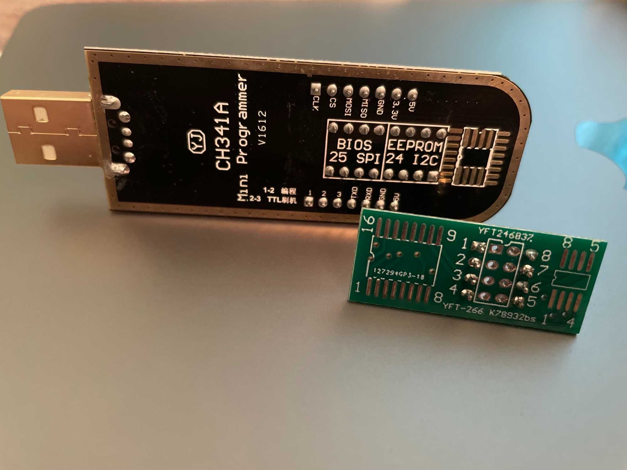 USB-программатор CH341A для прошивки BIOS и EEPROM + зажим SOIC8