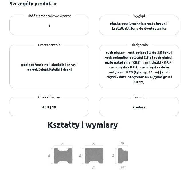 Kostka Brukowa BEHATON Podwójne T Szara Antracyt Czerwona 6cm 8cm 10cm