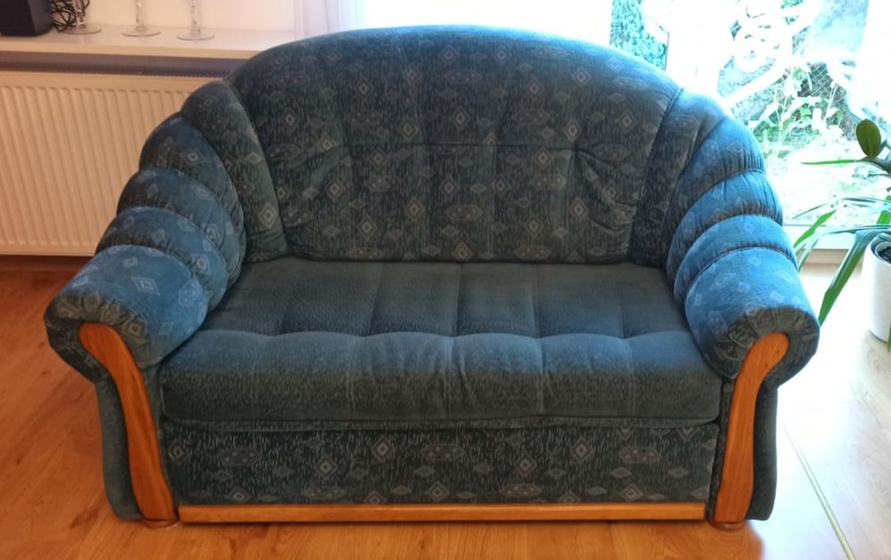 Elegancka sofa dwuosobowa kolor niebieski błękitny morski