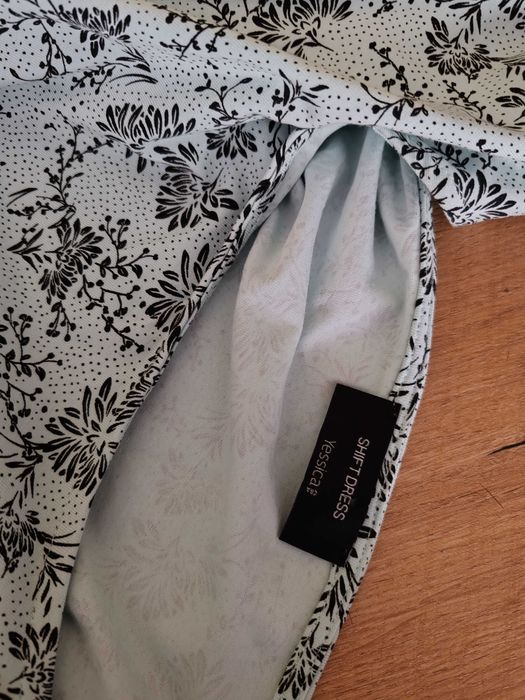 Wygodna miętowa sukienka midi Yessica rozmiar ok 46/48 bawełna/elastan