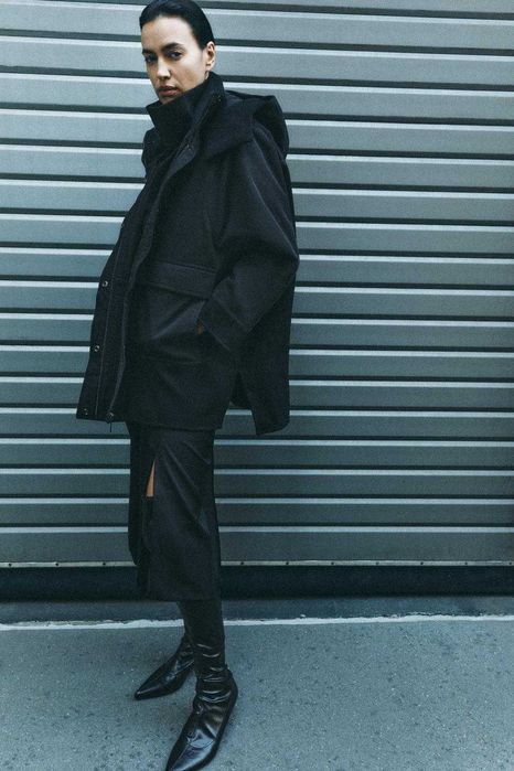 Стильна куртка парка Zara жіноча oversize демисезонна S-M та L-XL