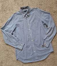 Koszula męska w niebieską kratkę, elegancka, Gant, M