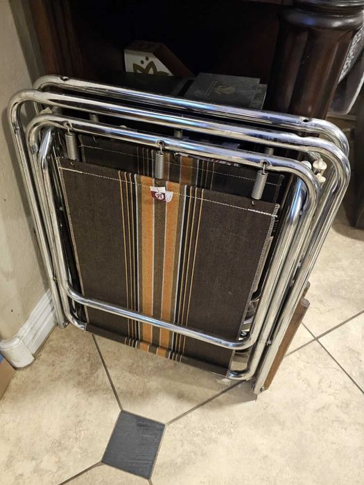 Cadeira dobrável de campismo retro Zip Dee, riscas castanhas