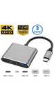USB Type-C переходник Хаб концентратор 3 в 1 на HDMI + USB 3.0 + Type-