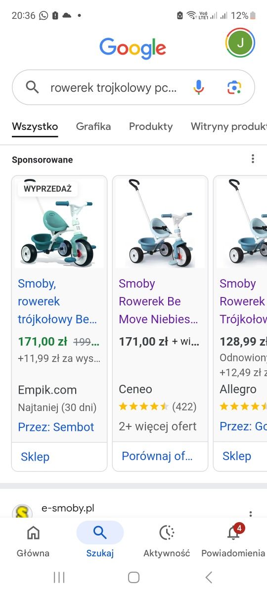 Rowerek trójkołowy pchacz SMOBY be move