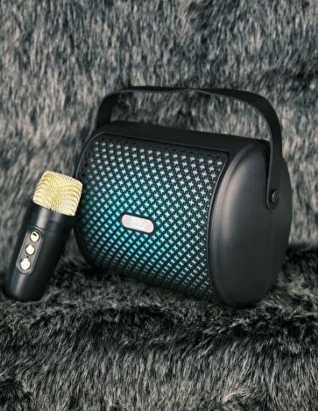 Głośnik bezprzewodowy przenośny 2w1 LED USB mikrofon bluetooth karaoke