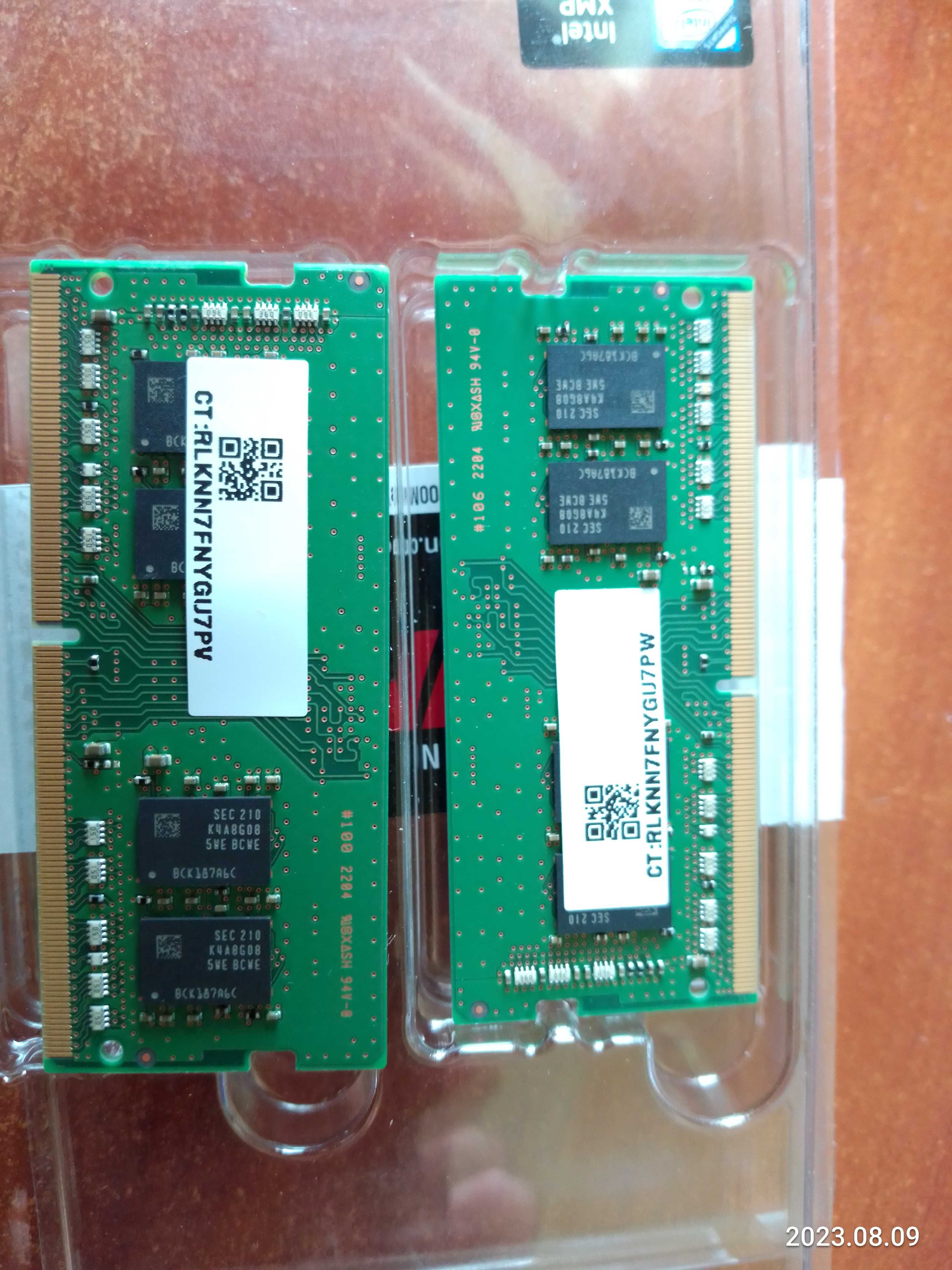 Оперативна пам'ять для ноутбука. 16Gb  2 планки по 8 DDR4 3200 Samsung
