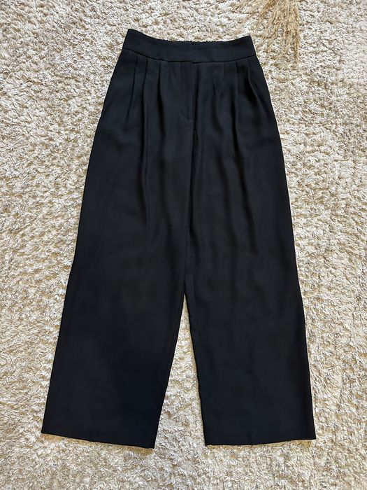 Брюки с широкими штанинами черные палаццо широкие штаны на резинке