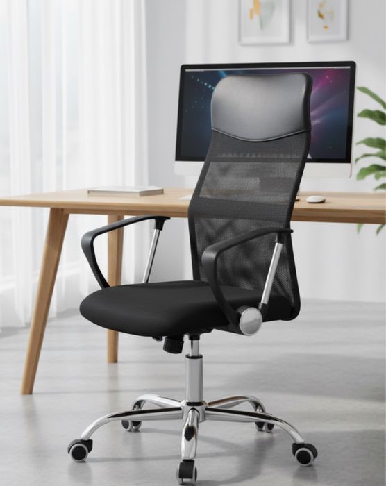 Fotel biurowy obrotowy czarny, regulowany, komfortowy,krzesło do pracy