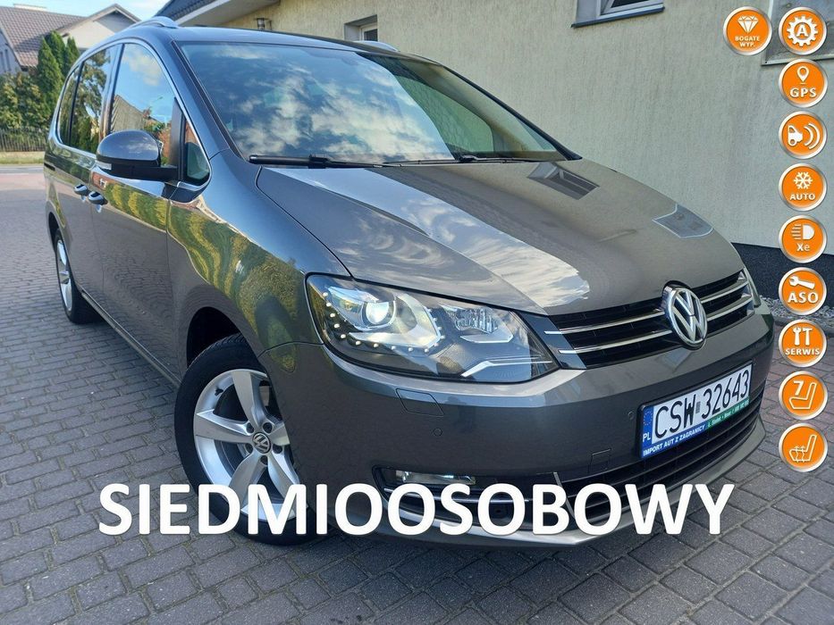 Volkswagen Sharan 2.0Tdi CR DSG Bi-Xenon Ledy Navi Alcantara 7-Foteli Zadbany Bez Wkładu