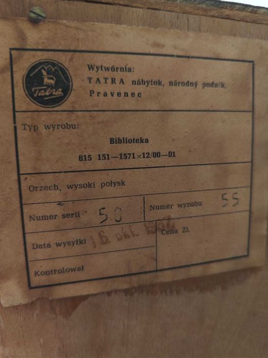 Biblioteka Tatra – vintage, orzech wysoki połysk, lata 70-te