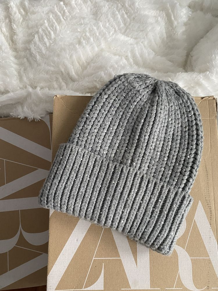 Zara czapka beanie szara czapka