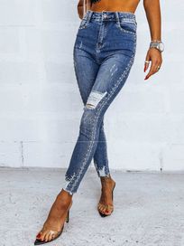 Elastyczne jeansy damskie z przetarciami xs s