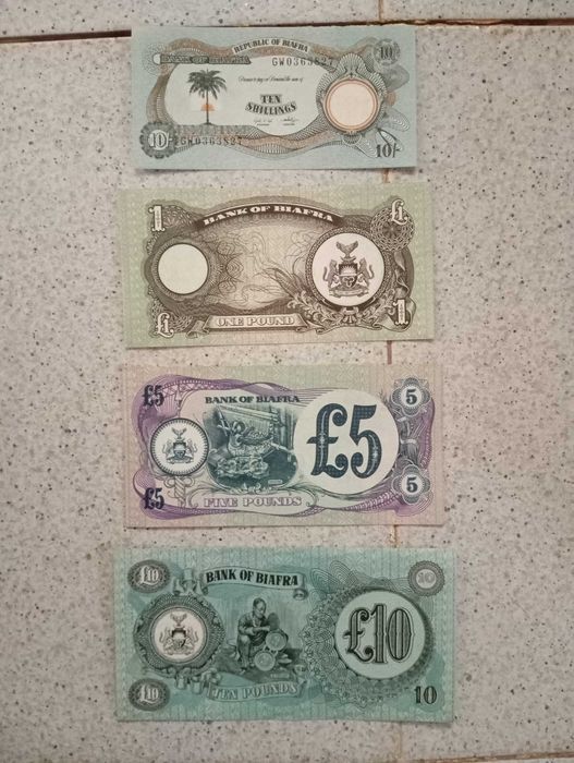 Colecção de notas da ex república do Biafra