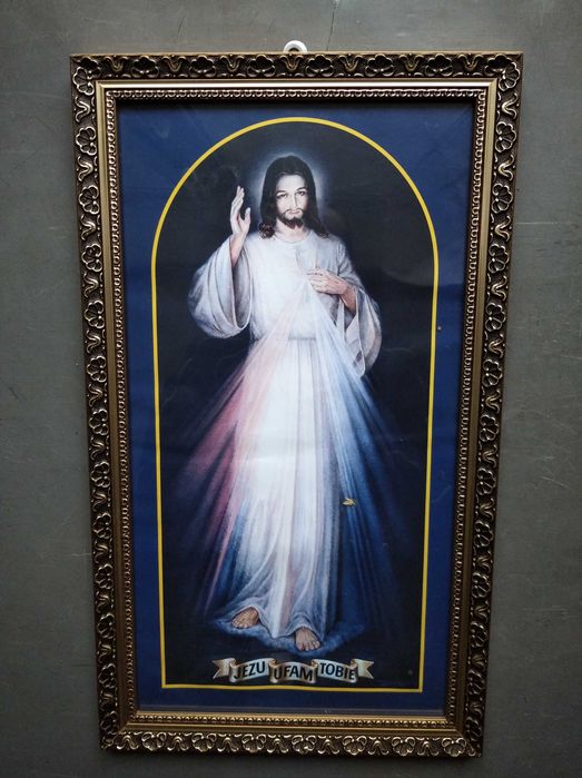 obraz drewniany jezus jezu ufam tobie ladny stan duzo zdjec