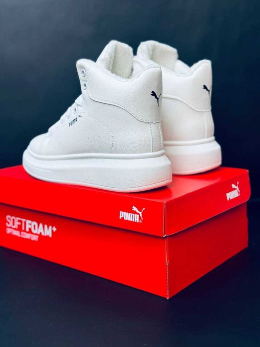 Женские зимние кроссовки puma белые натуральная кожа цена за пару