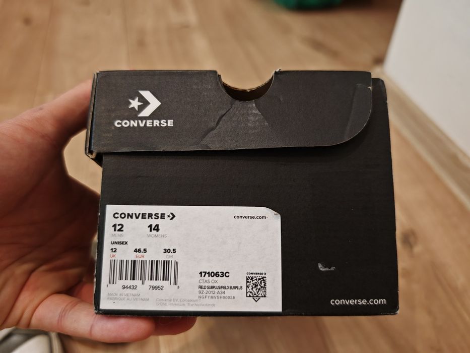 Converse trampki zielone oliwkowe 46,5 buty biała podeszwa niski khaki