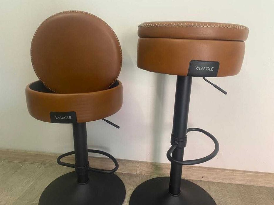 Stołki barowe / hokery 2 szt eko skóra karmelowy brąz