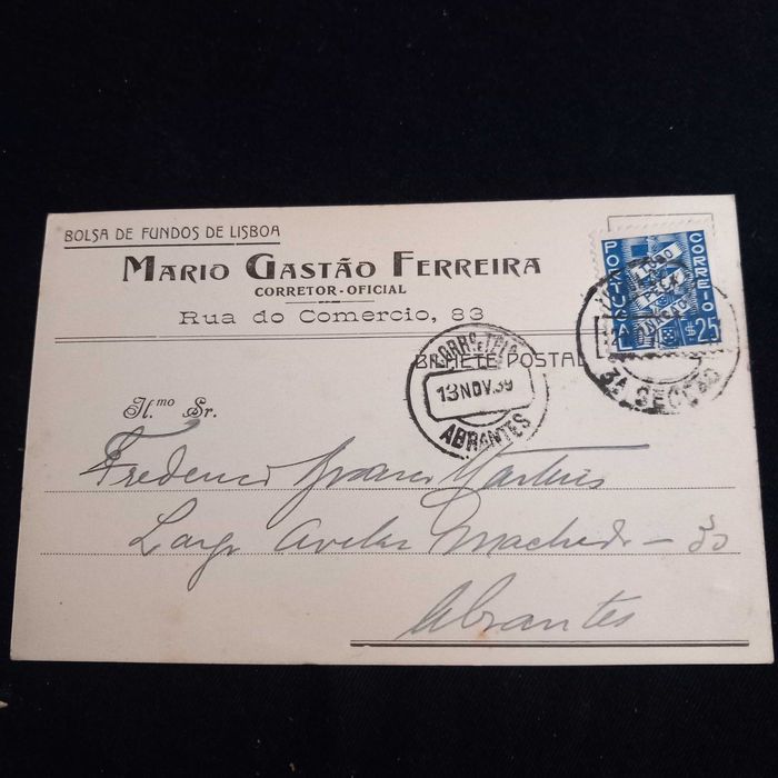 Bilhete postal da Bolsa de Fundos de Lisboa