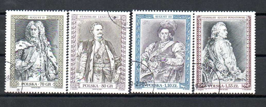 Znaczki Polska-Poczet-August II,Leszczyński,August III, Poniatowski