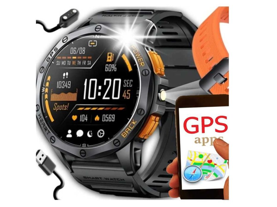 NOWY Smartwatch męskiz GPS zegarek sportowy wodoodporny