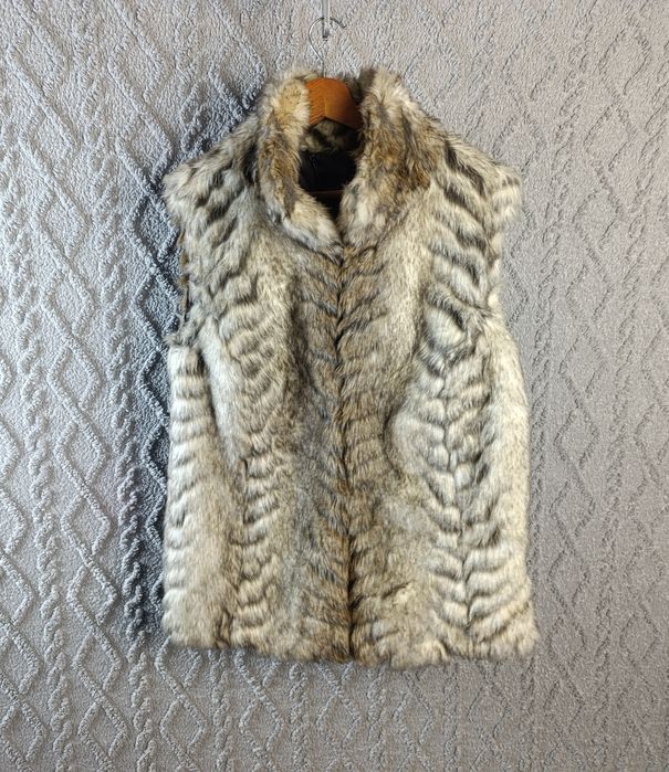 Reserved kamizelka futrzana damska beżowo-brązowa  M/L