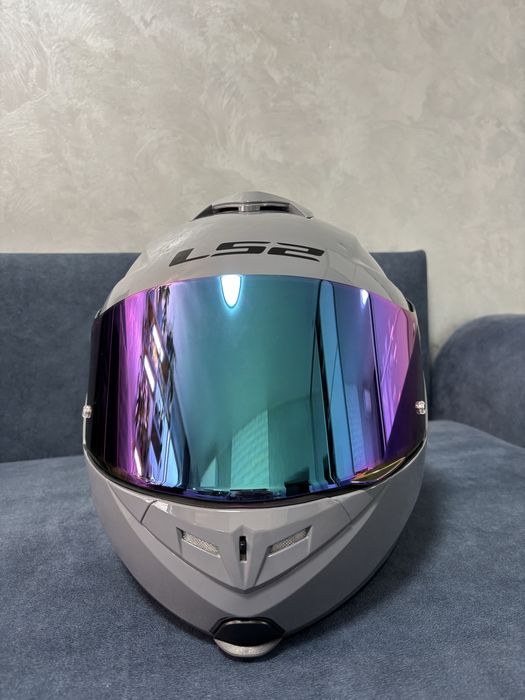 Шлем мотоциклетный мотошлем модуляр серый LS2 FF345