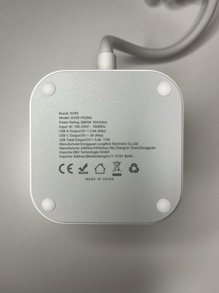 JSVER Listwa zasilająca w kształcie kostki USB, type C