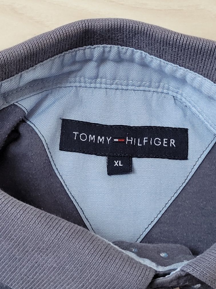 Bluzka polo XL męska Tommy Hilfiger t-shirt męski błękitna niebieska