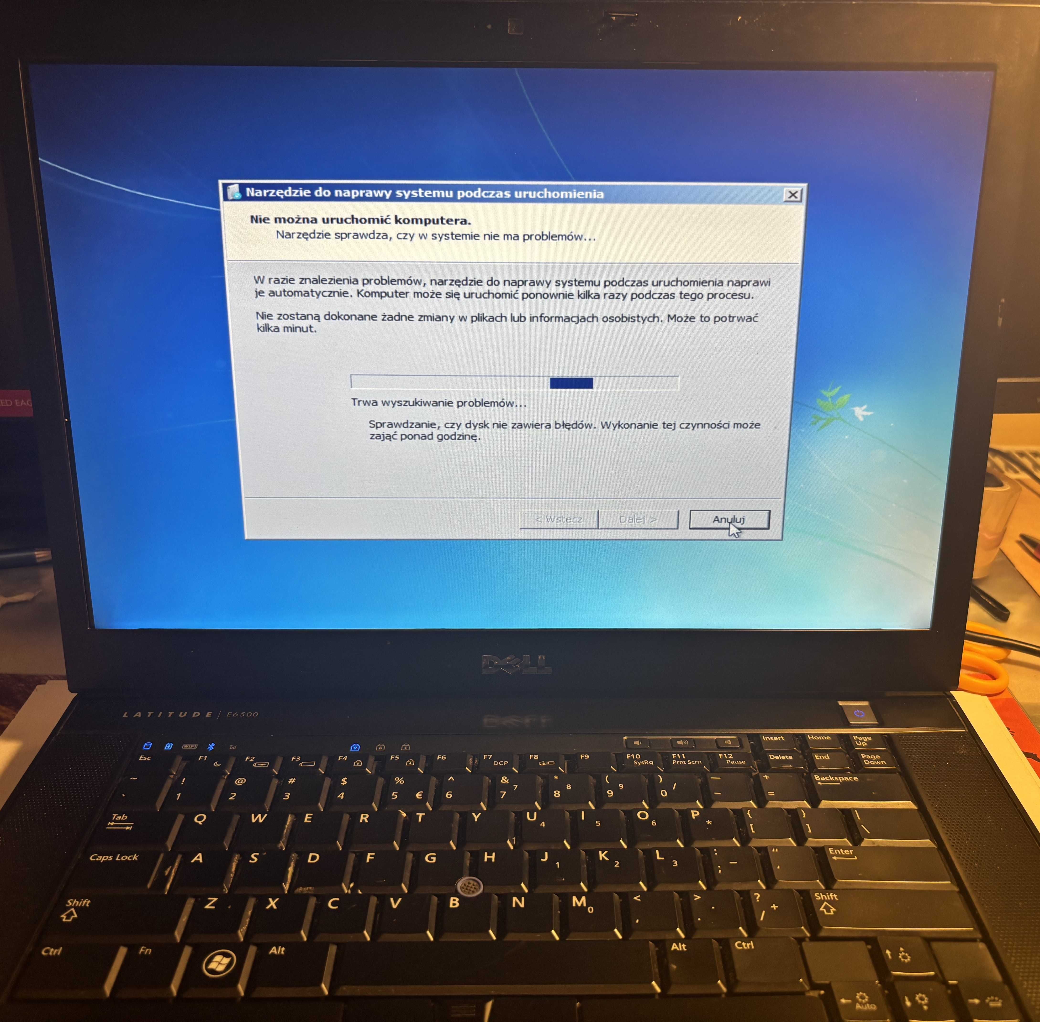 Laptop Dell Latitude E6500 niebieski - z usterką//HDD 640GB 3.0 SATA